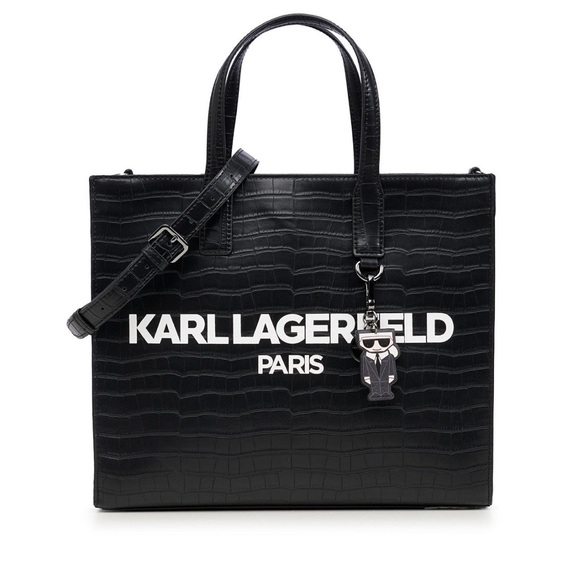 Karl Lagerfeld Handbags - KARL LAGERFELD PARIS
Logo Croc Embossed Leather Two Way Tote